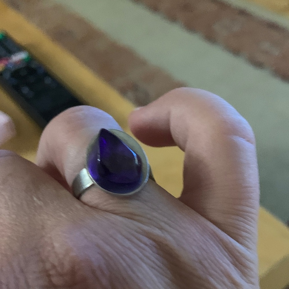 Silver Ring with Purple Gemstone